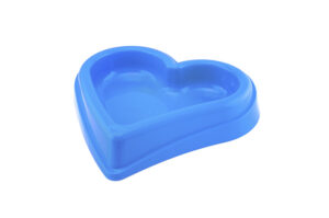 Large heart-shaped plastic bowl for dogs