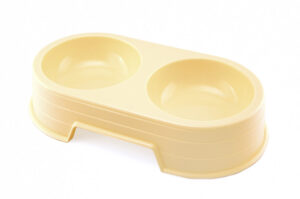 Large plastic double bowl for dogs food and water