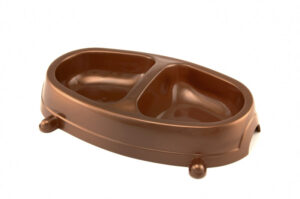 Small plastic double bowl for cats and small dogs