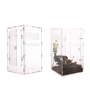 Acrylic Square Reptile Enclosure Hide Box Portable Easy Assembly Pet Cage