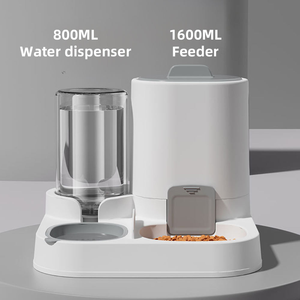 2-in-1 PP Automatic Pet Feeder Water Dispenser 800mL+1600mL Slow Feeder